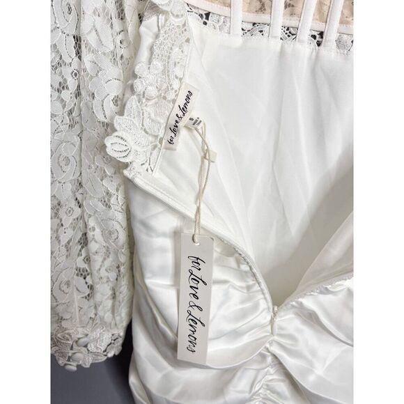 New For Love and Lemons Lacey Mini Dress Size Small Corset Long Sleeve Bridal - Picture 8 of 8